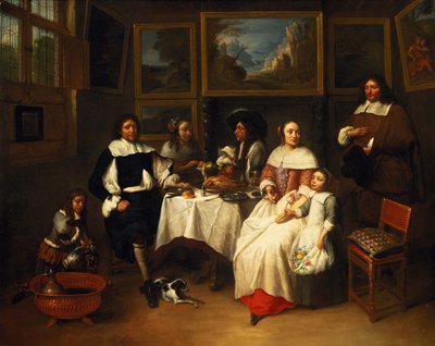 Eine flämische Familie beim Abendessen von Gillis van Tilborgh the younger